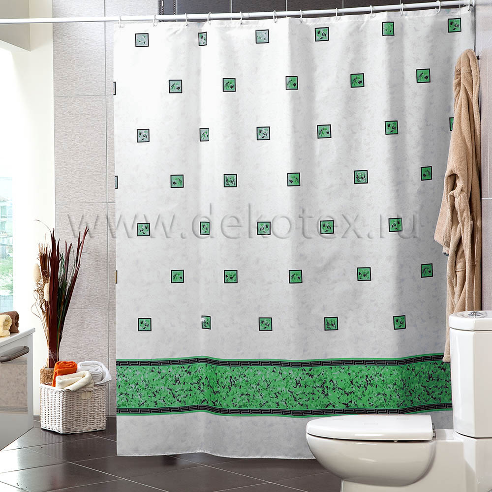 Штора для ванной комнаты полиэстер MIRANDA EMERALD зеленый