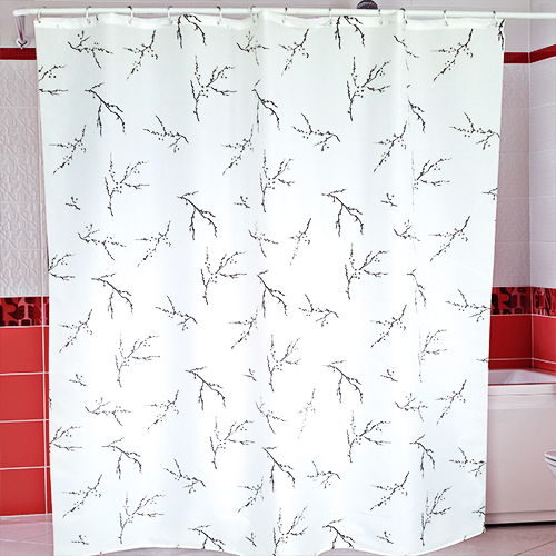 Штора для ванной комнаты полиэстер MIRANDA SAKURA белый