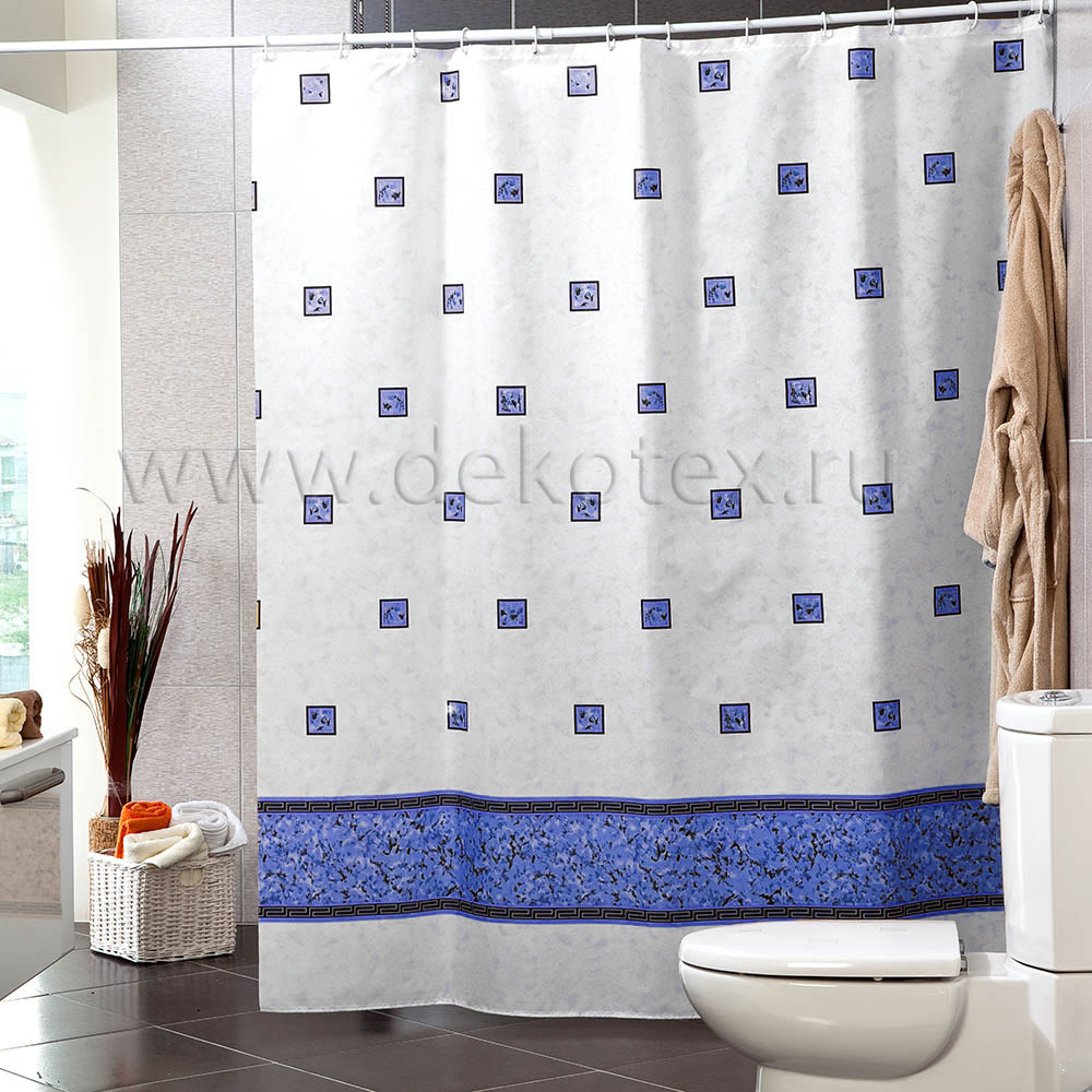 Штора для ванной комнаты полиэстер MIRANDA EMERALD голубой