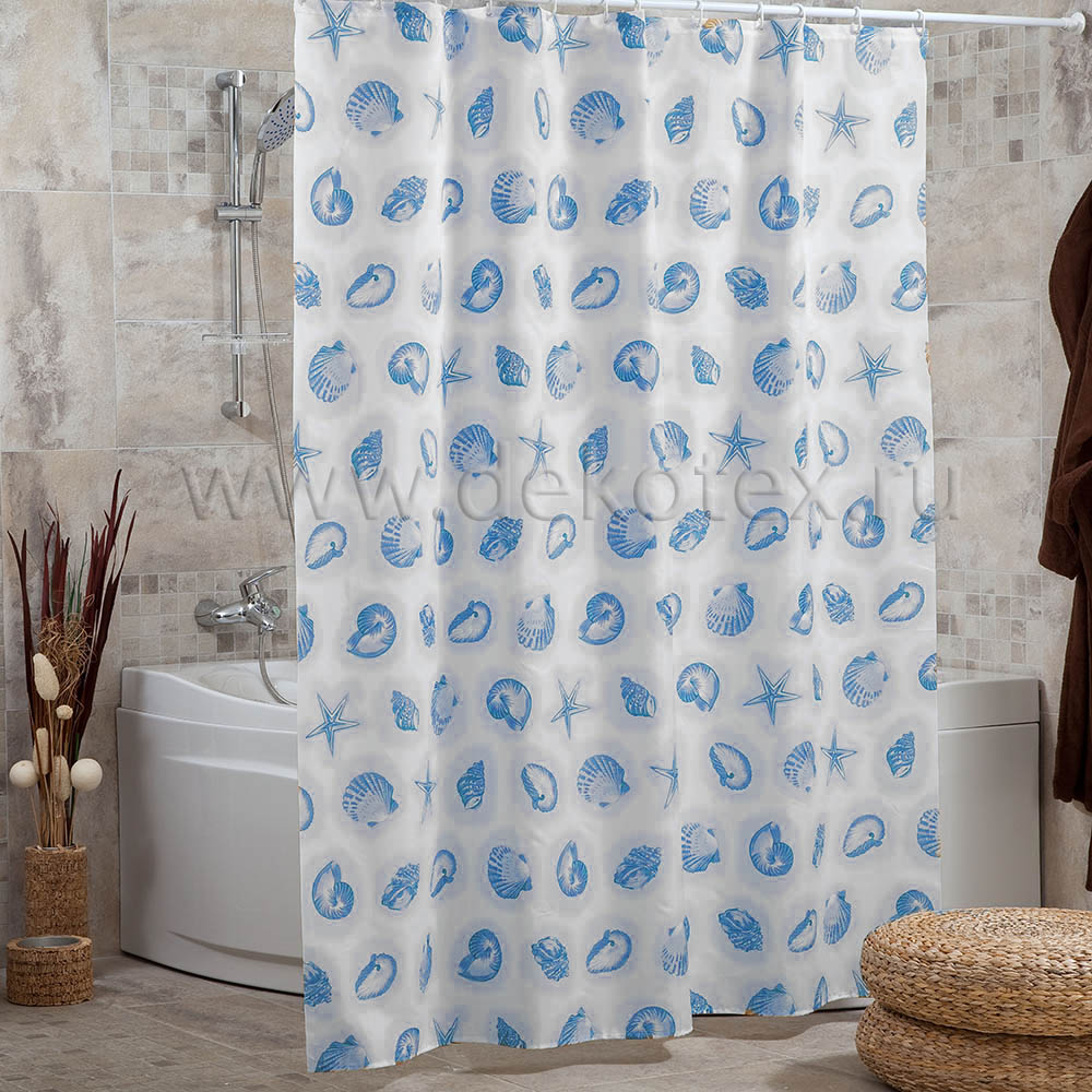 Штора для ванной комнаты полиэстер MIRANDA STAR FISH голубой