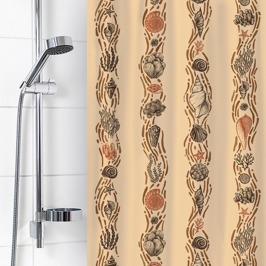 Шторы для ванн полиэтилен "Ракушки" 180х180см (бежевый)
