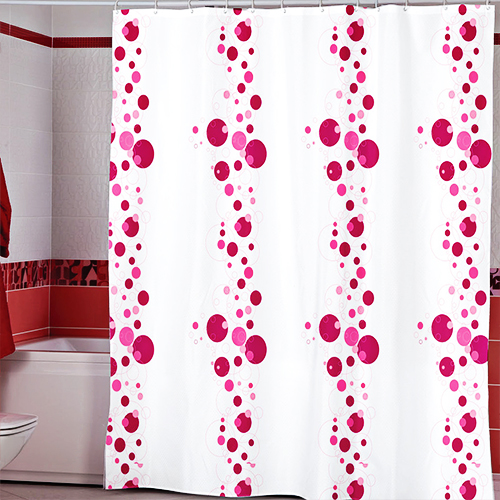 Штора для ванной комнаты полиэстер MIRANDA BUBBLE 180х200 розовый