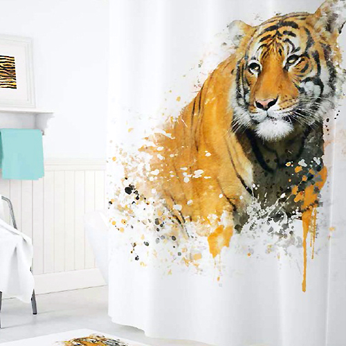 Шторы для ванн полиэстер Tropikhome DIGITAL PRINTED Tıger 180х200