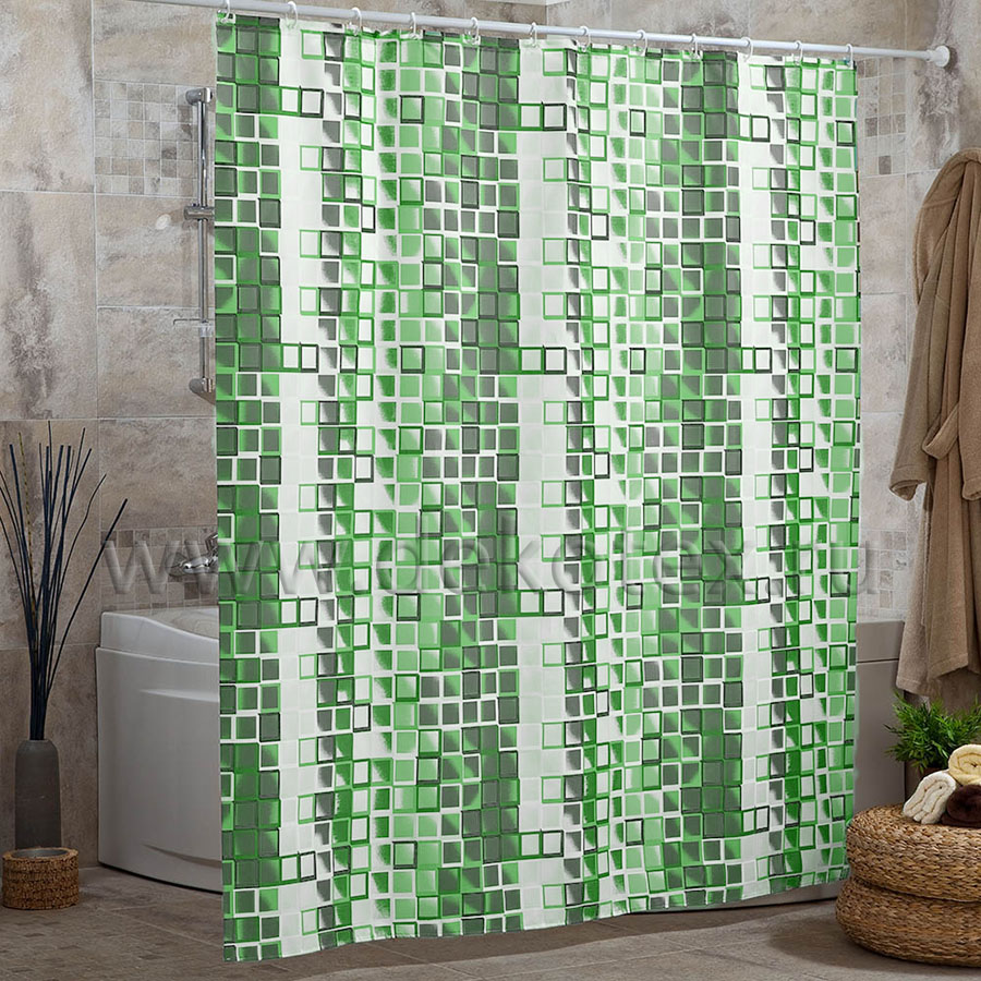 Штора для ванной комнаты полиэстер MIRANDA KARE зеленый