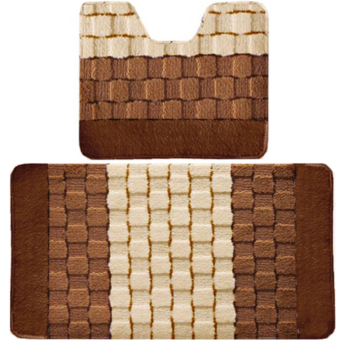 Комплект ковриков для в/к BANYOLIN SILVER из 2 шт 60х100/50х60см 11мм коричневый