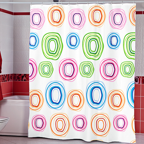 Штора для ванной комнаты полиэстер MIRANDA COLOROL CIRCLE 180х200 белый