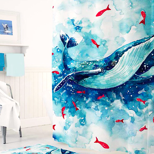 Шторы для ванн полиэстер Tropikhome DIGITAL PRINTED Whale 180х200