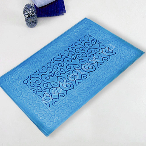 Коврик для в/к CASTAFIORE NATURALE из 1 шт 60х100см хлопковый MODELLO 12 8мм голубой