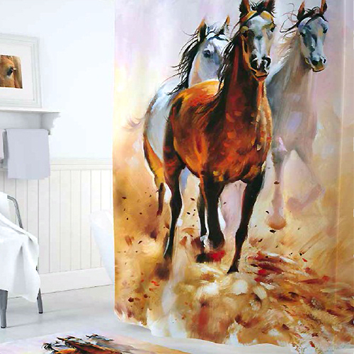 Шторы для ванн полиэстер Tropikhome DIGITAL PRINTED Horses 180х200