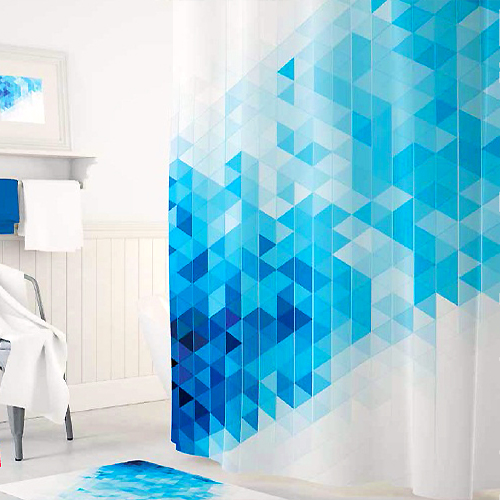 Шторы для ванн полиэстер Tropikhome DIGITAL PRINTED Blue Squares 180х200