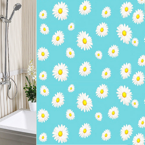 Шторы для ванн полиэтилен А-Стиль "Ромашки" 180х180см (голубой)