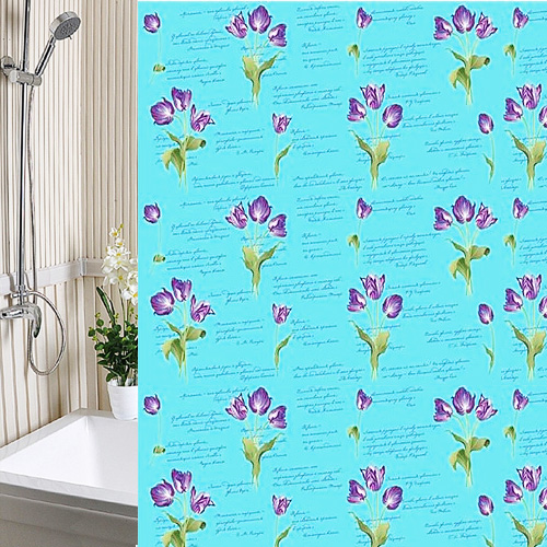 Шторы для ванн полиэтилен А-Стиль "Тюльпаны" 180х180см (голубой)