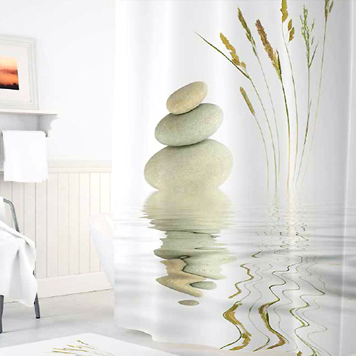 Шторы для ванн полиэстер Tropikhome DIGITAL PRINTED Stone and Grass 180х200